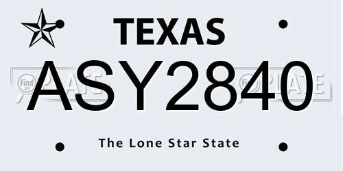 ASY2840 Texas License Plate