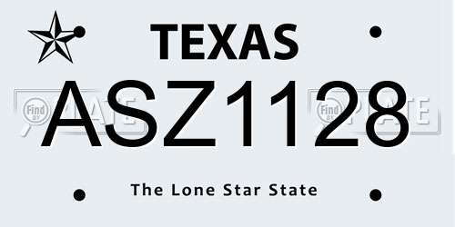 ASZ1128 Texas License Plate