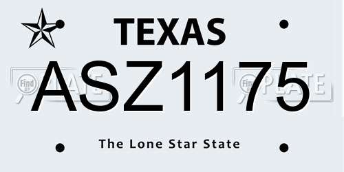 ASZ1175 Texas License Plate