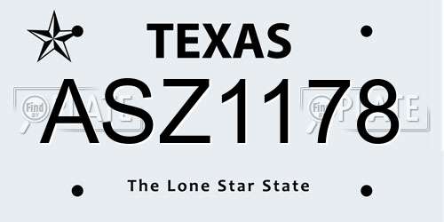 ASZ1178 Texas License Plate