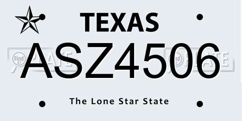 ASZ4506 Texas License Plate