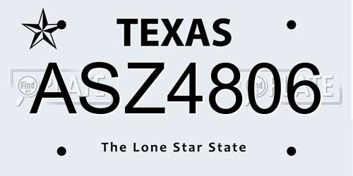 ASZ4806 Texas License Plate