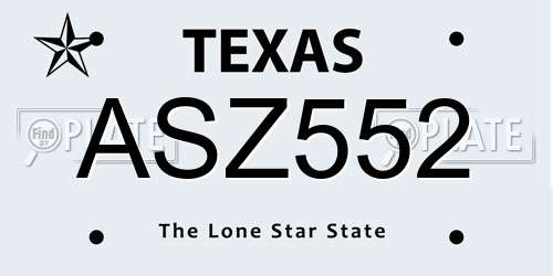 ASZ552 Texas License Plate