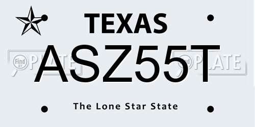 ASZ55T Texas License Plate