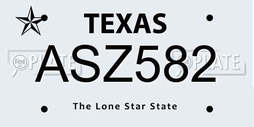 ASZ582 Texas License Plate