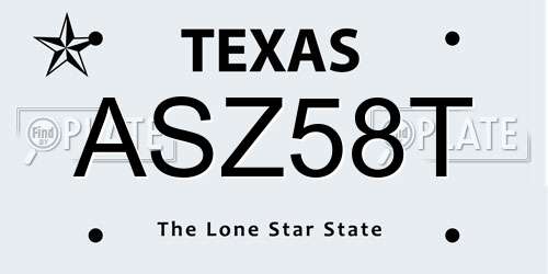 ASZ58T Texas License Plate