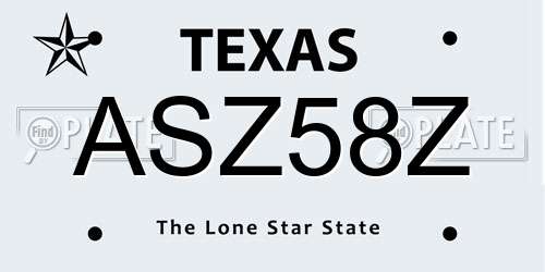 ASZ58Z Texas License Plate