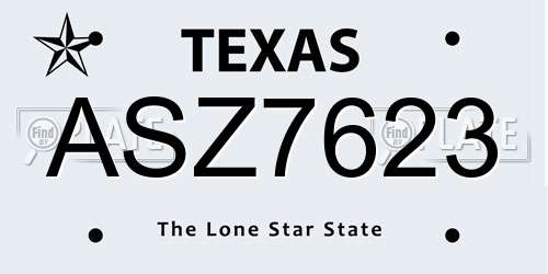 ASZ7623 Texas License Plate