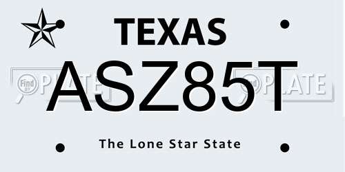 ASZ85T Texas License Plate