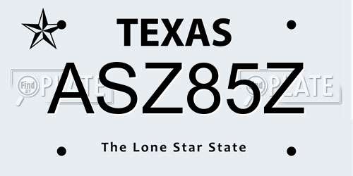 ASZ85Z Texas License Plate