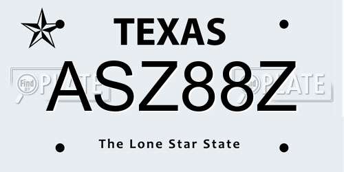 ASZ88Z Texas License Plate