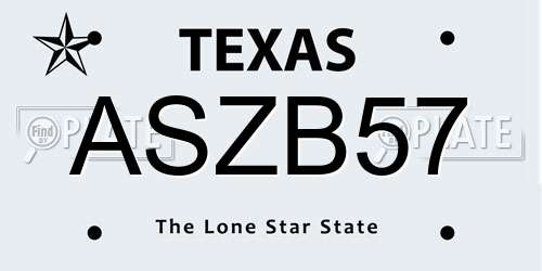 ASZB57 Texas License Plate