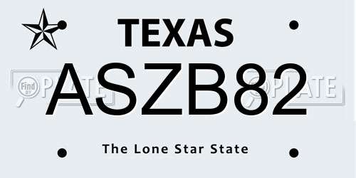 ASZB82 Texas License Plate