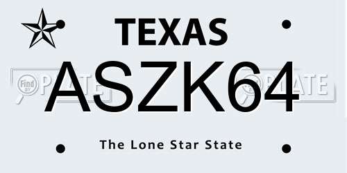 ASZK64 Texas License Plate