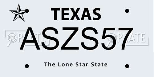 ASZS57 Texas License Plate