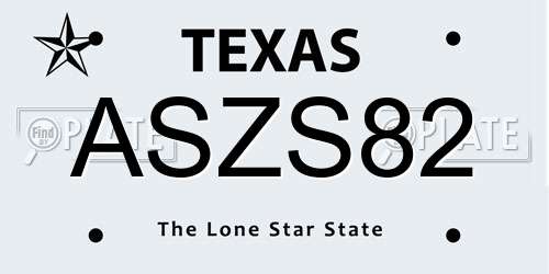 ASZS82 Texas License Plate
