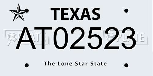 AT02523 Texas License Plate