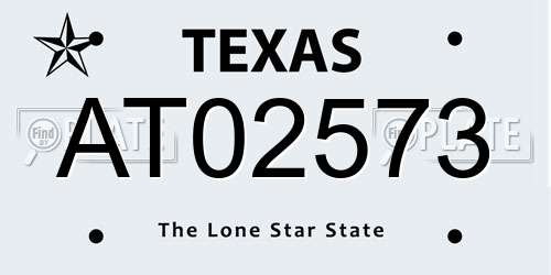 AT02573 Texas License Plate