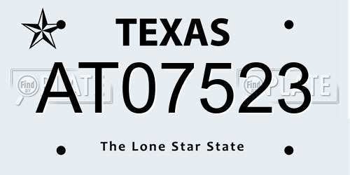 AT07523 Texas License Plate