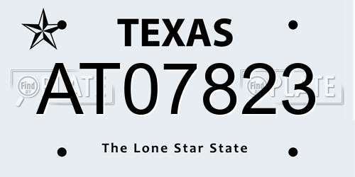 AT07823 Texas License Plate