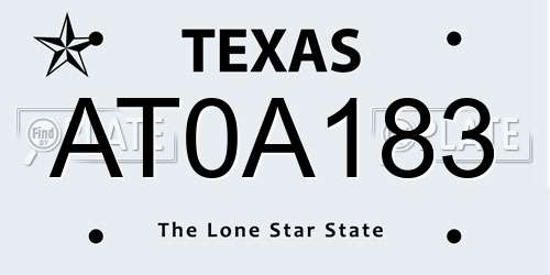 AT0A183 Texas License Plate