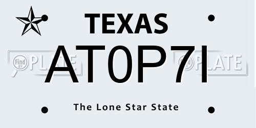 AT0P7I Texas License Plate