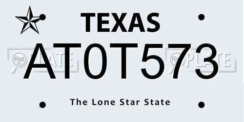 AT0T573 Texas License Plate