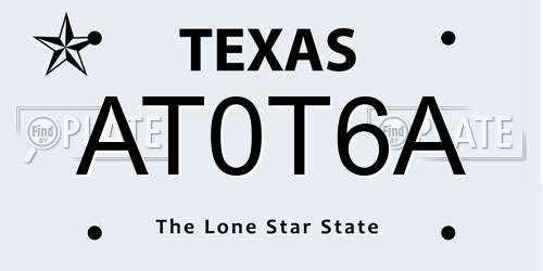 AT0T6A Texas License Plate