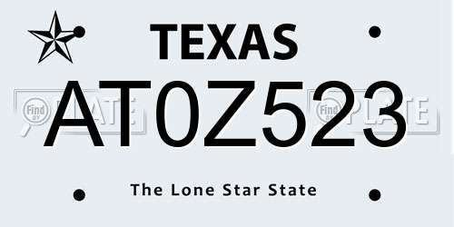 AT0Z523 Texas License Plate