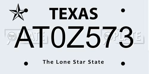 AT0Z573 Texas License Plate