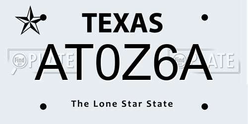 AT0Z6A Texas License Plate