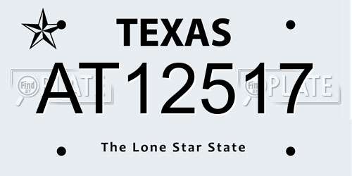 AT12517 Texas License Plate