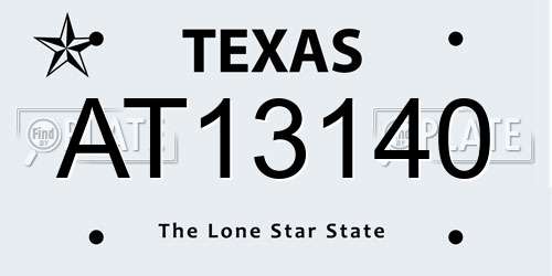 AT13140 Texas License Plate