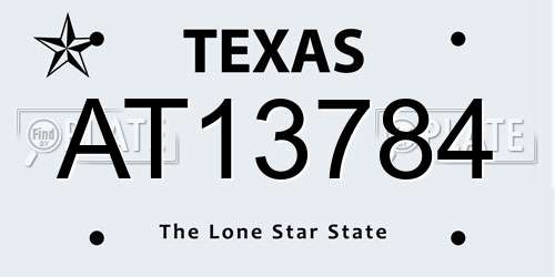 AT13784 Texas License Plate