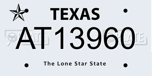 AT13960 Texas License Plate