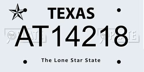 AT14218 Texas License Plate