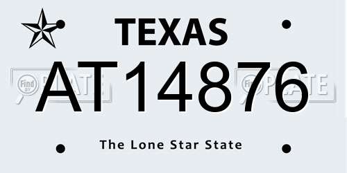 AT14876 Texas License Plate