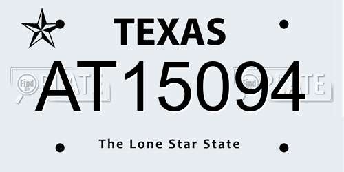 AT15094 Texas License Plate
