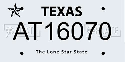 AT16070 Texas License Plate
