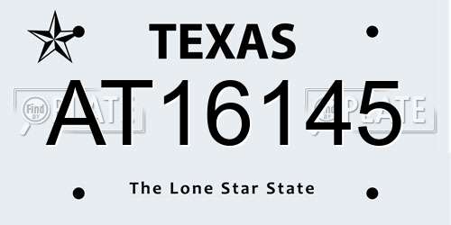 AT16145 Texas License Plate