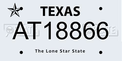 AT18866 Texas License Plate