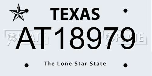 AT18979 Texas License Plate