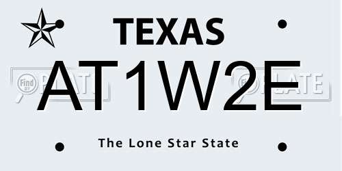 AT1W2E Texas License Plate