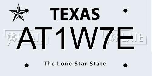 AT1W7E Texas License Plate