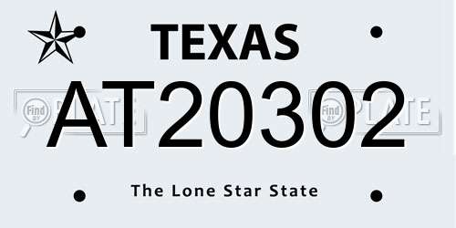 AT20302 Texas License Plate