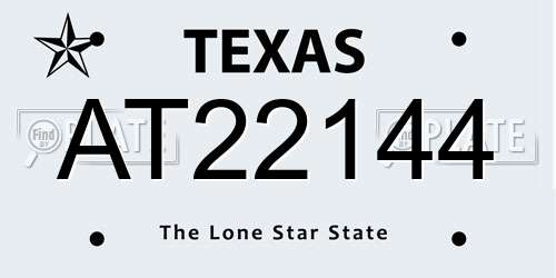 AT22144 Texas License Plate