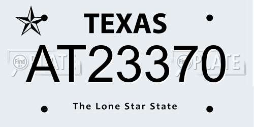 AT23370 Texas License Plate