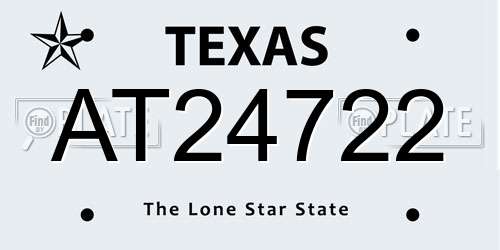 AT24722 Texas License Plate