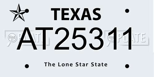 AT25311 Texas License Plate
