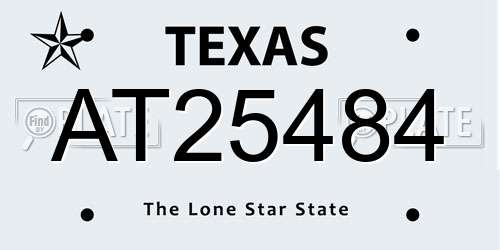 AT25484 Texas License Plate